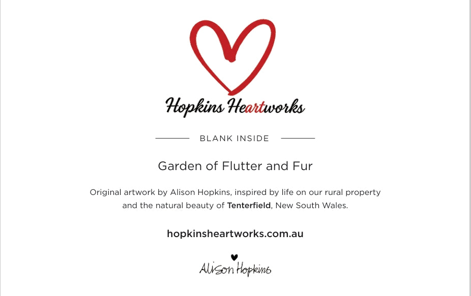 The Garden of Flutter and Fur - Fine Art Greeting Card