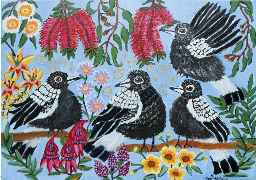 Magpie Mischief Fine Art Greeting Card