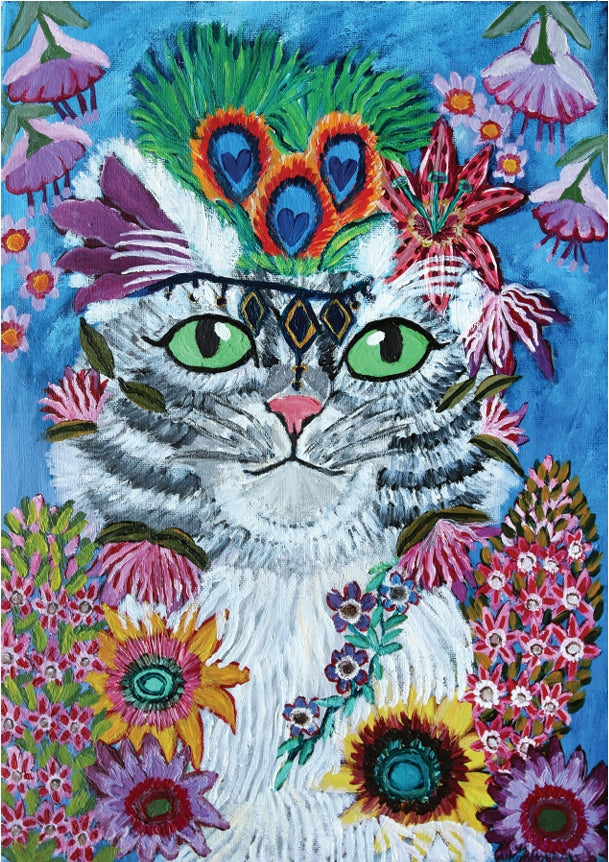 The Peacock Cat Fine Art Greeting Card