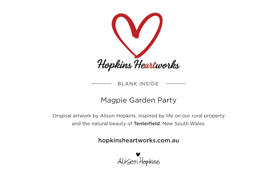 Magpie Garden Party Fine Art Greeting Card