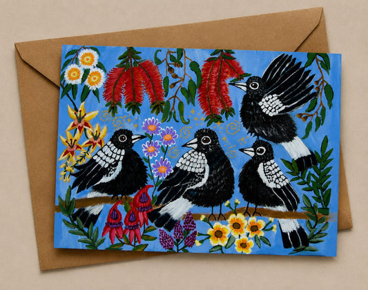 Magpie Mischief Fine Art Greeting Card